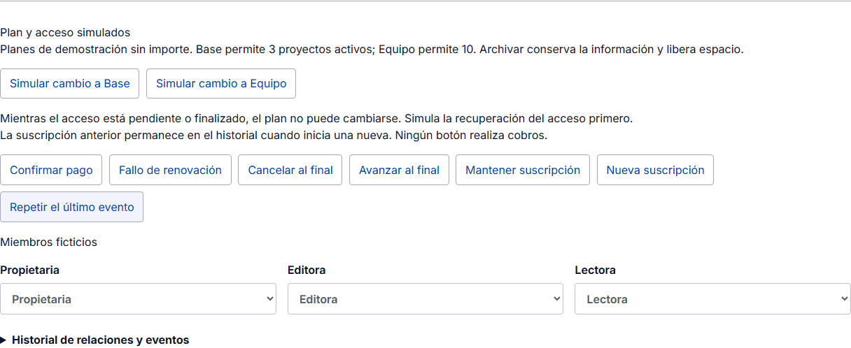 La demo registra el duplicado y conserva una sola relación nueva.