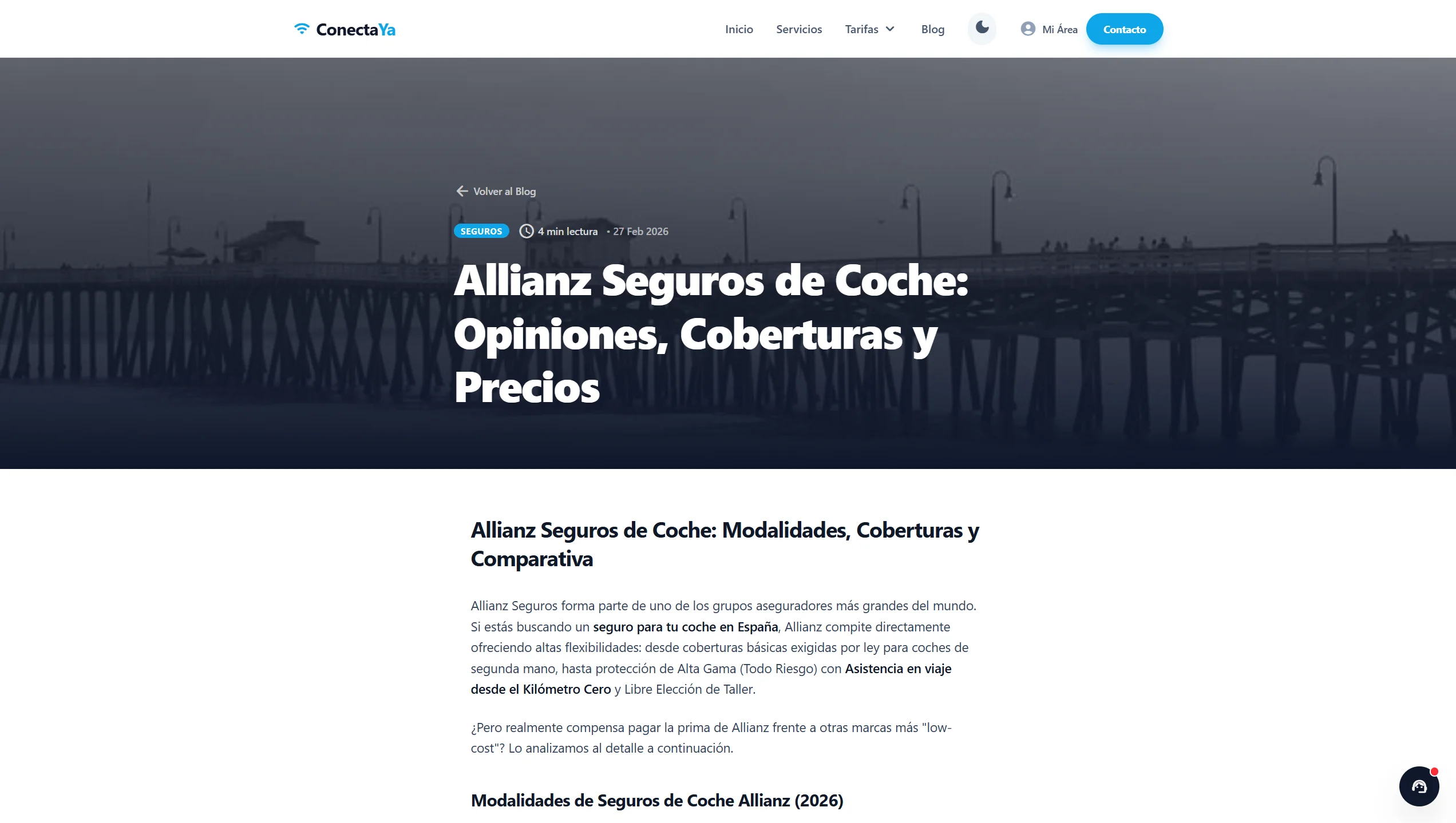 Blog de contenido SEO integrado en la plataforma ConectaYa