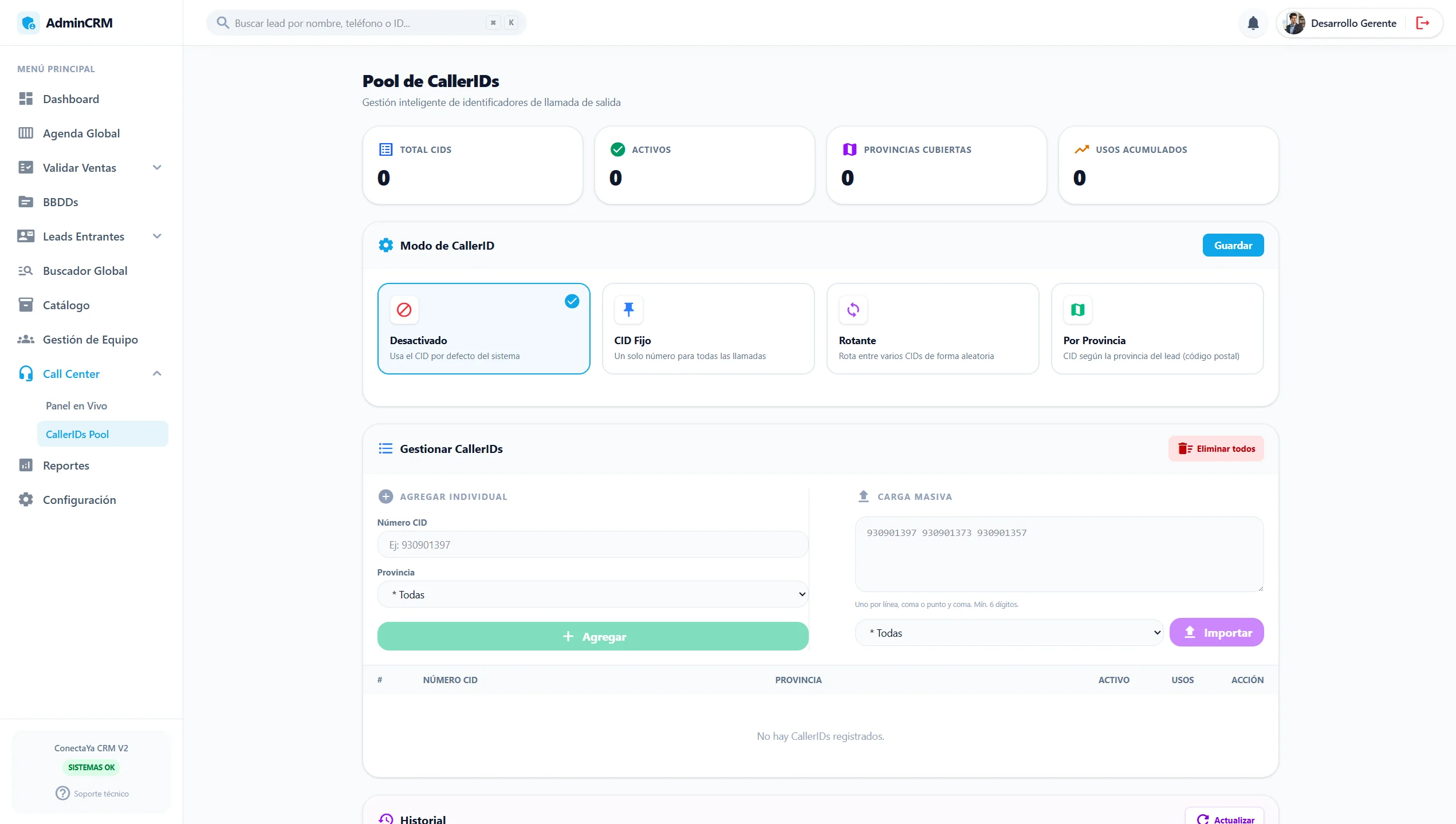Administración rotativa preventiva B2B de números CallerID y SIP Trunks